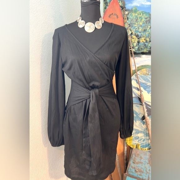 NWT,Solersun,Long-Sleeved,Wrapped Hip,Surplice Low-V Neckline, Black, Size M - Picture 7 of 13